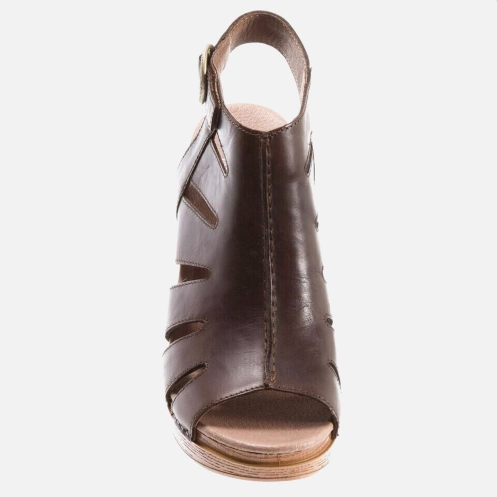 Dansko Demetra Brown Leather Platform Heels Sandal - Picture 4 of 5